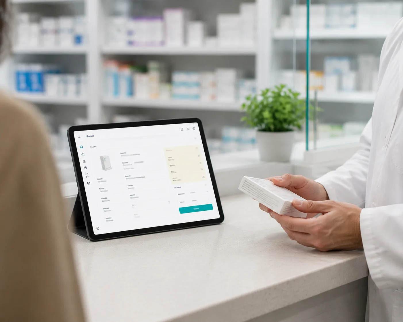 Pharmacy counter with batch and expiry fields in Kassenta